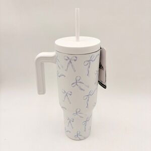 Hydrapeak Voyager 40oz Tumbler Artisan Collection Blue Bows Snow Insulated Mug